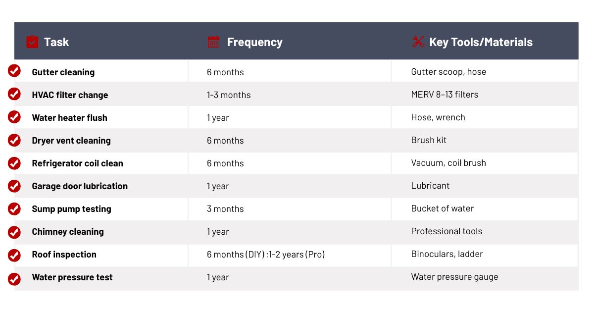 Home Maintenance Chart