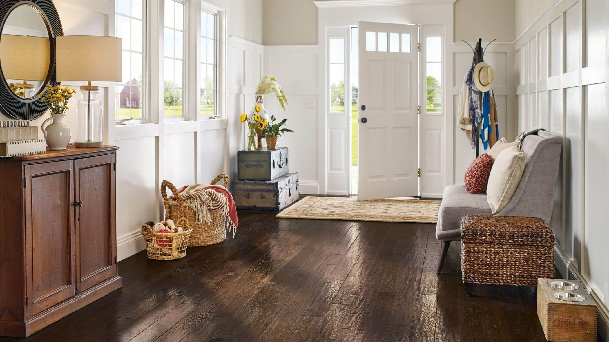 front hallway with beautiful wood floors