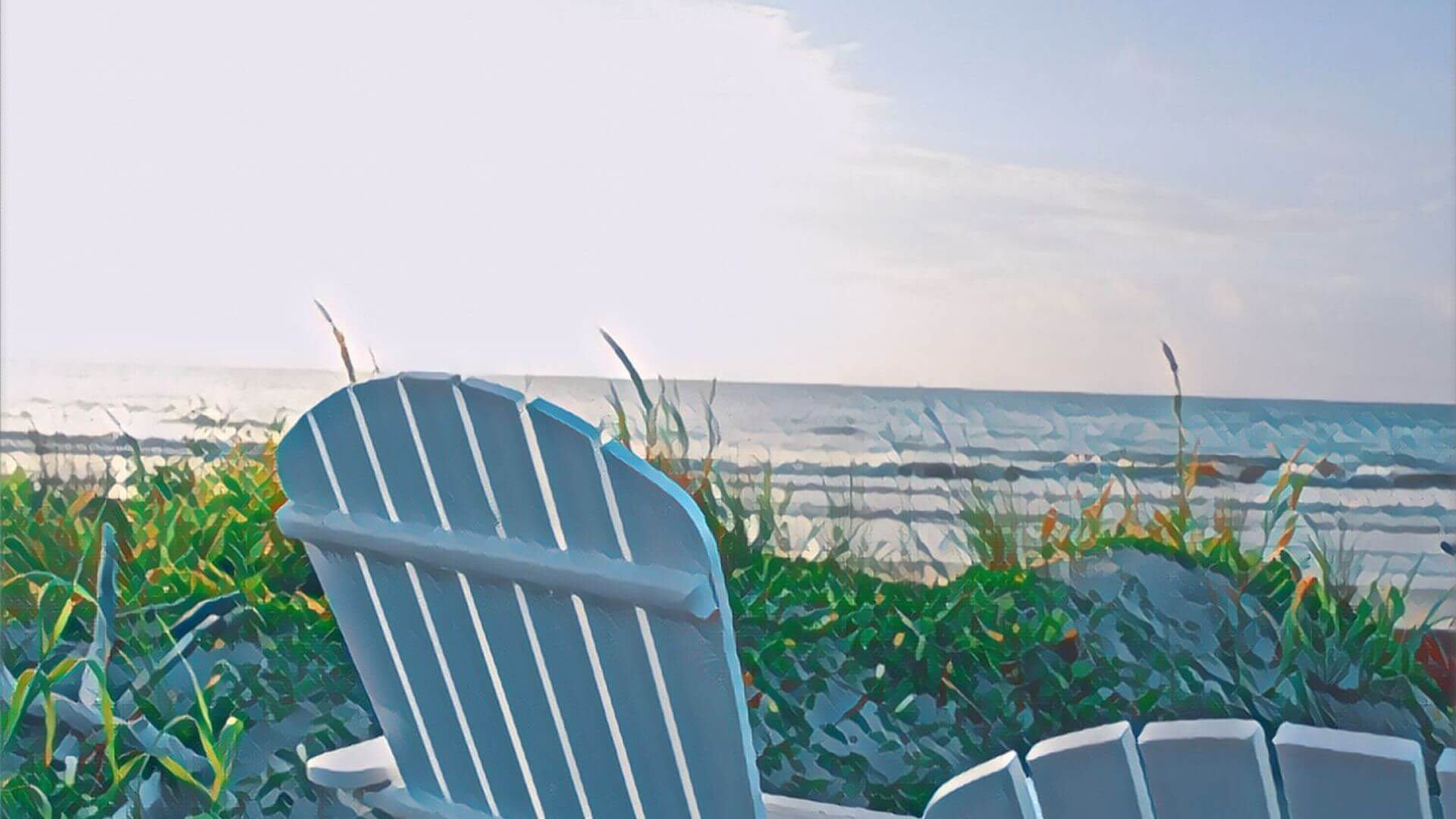 Adirondack chairs overlook ocean