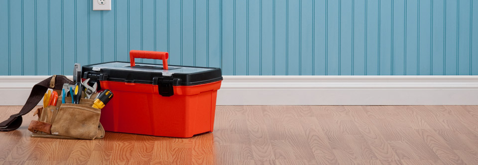 Red Toolbox against a blue wall