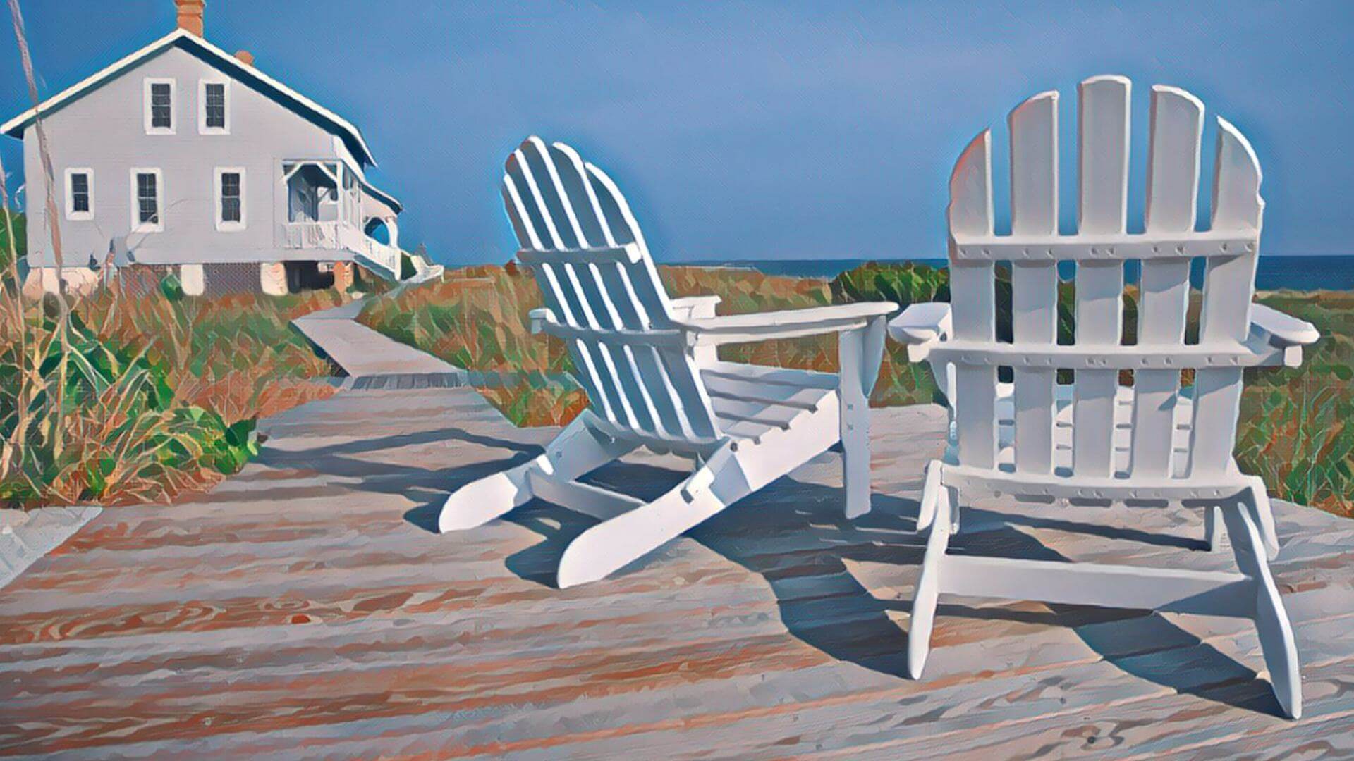 Adirondack Chairs looking over ocean