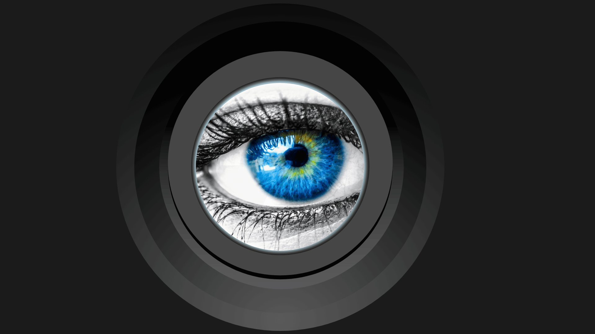 Eye looking through a peep hole