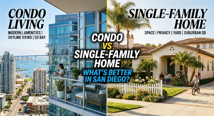 Condo vs Single-Family Home: What’s Better in San Diego? header image.