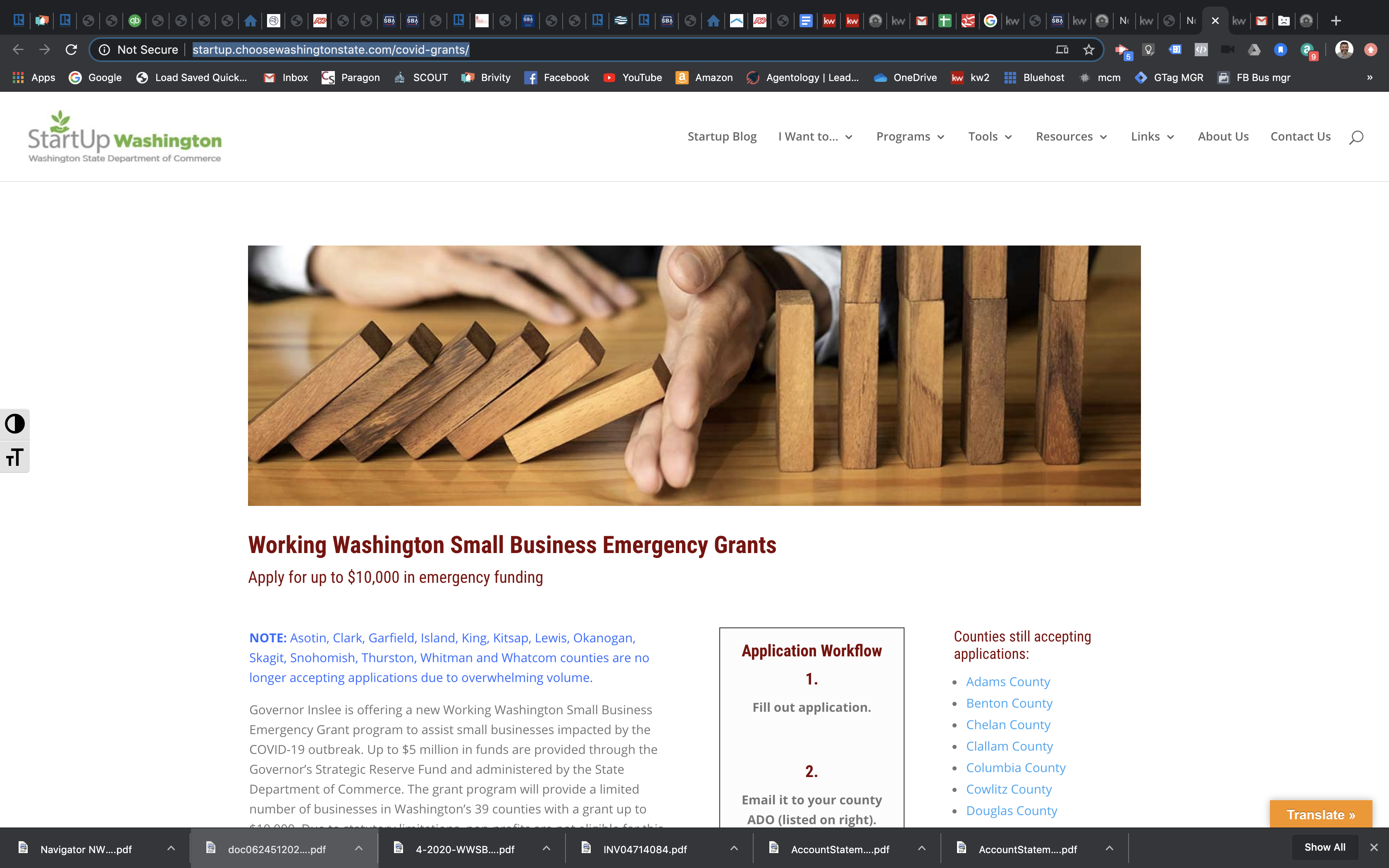 WA State- Small Business Emergency Grant header image.