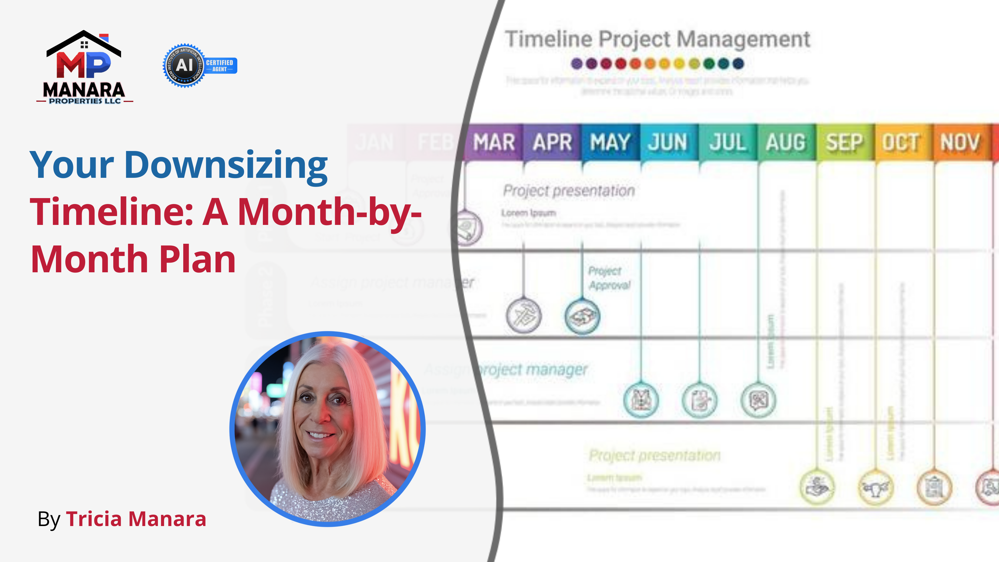 How to Downsize Without Stress Using This Monthly Timeline header image.