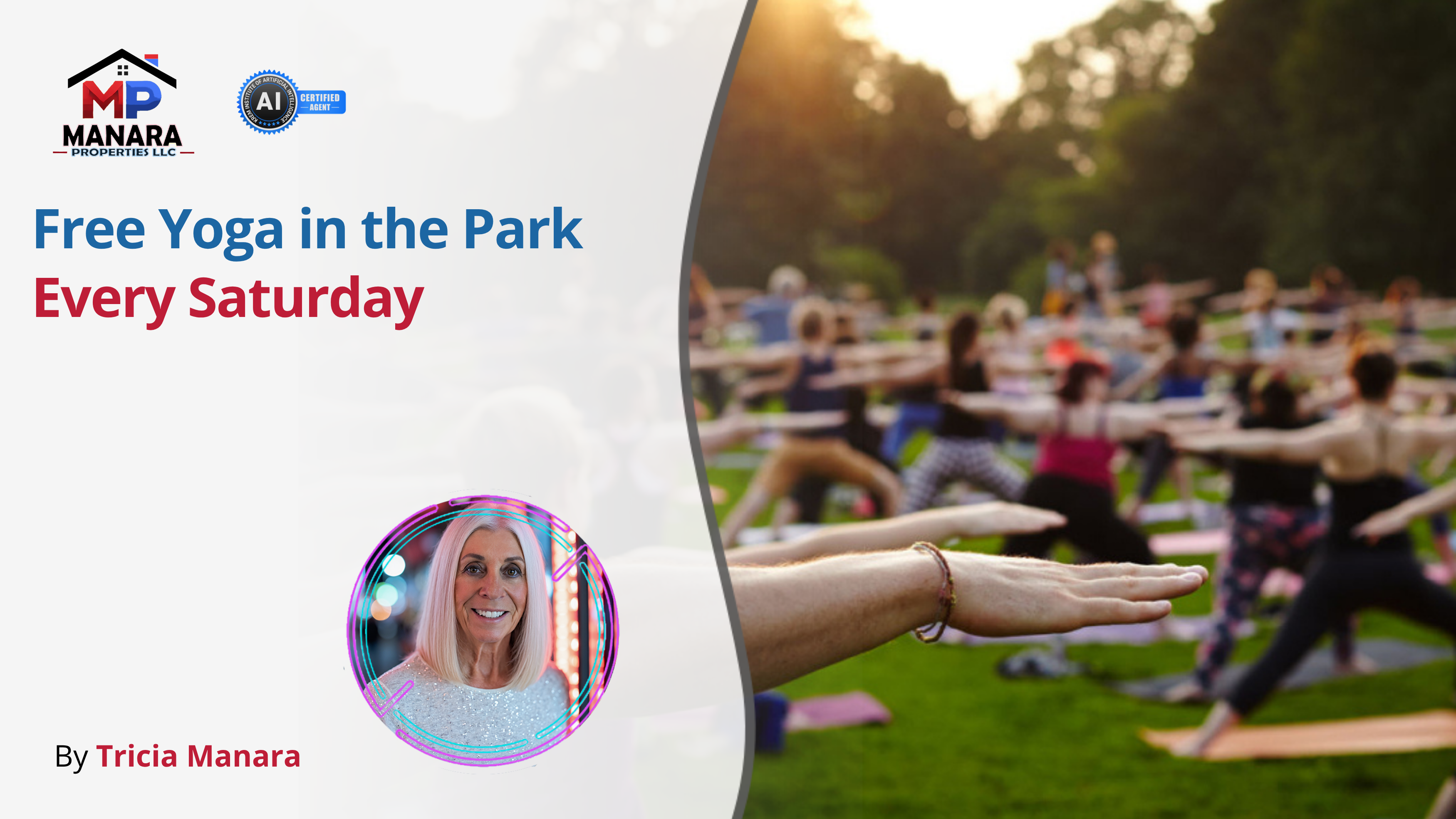 Join Free Yoga in the Park Every Saturday Morning and Refresh Your Weekend header image.