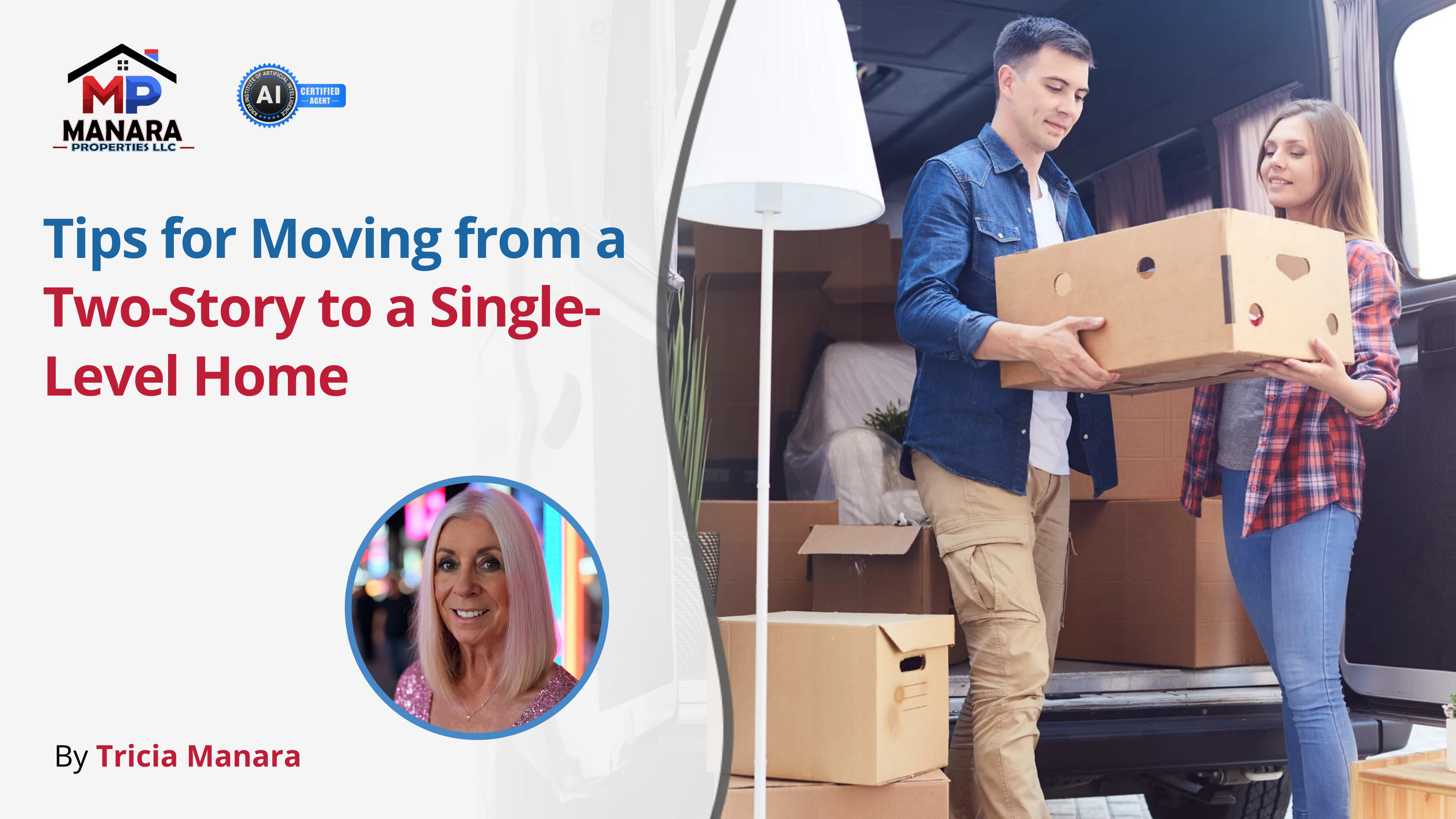 Tips for Moving from a Two-Story to a Single-Level Home header image.