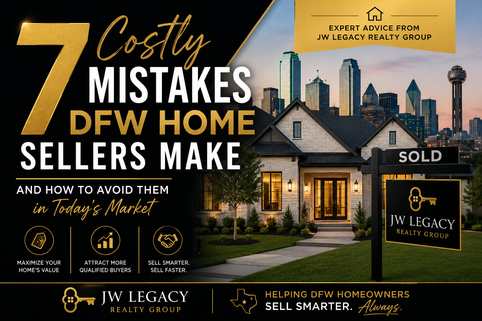 7 Mistakes DFW Home Sellers Make in 2026 | JW Legacy Realty Group header image.