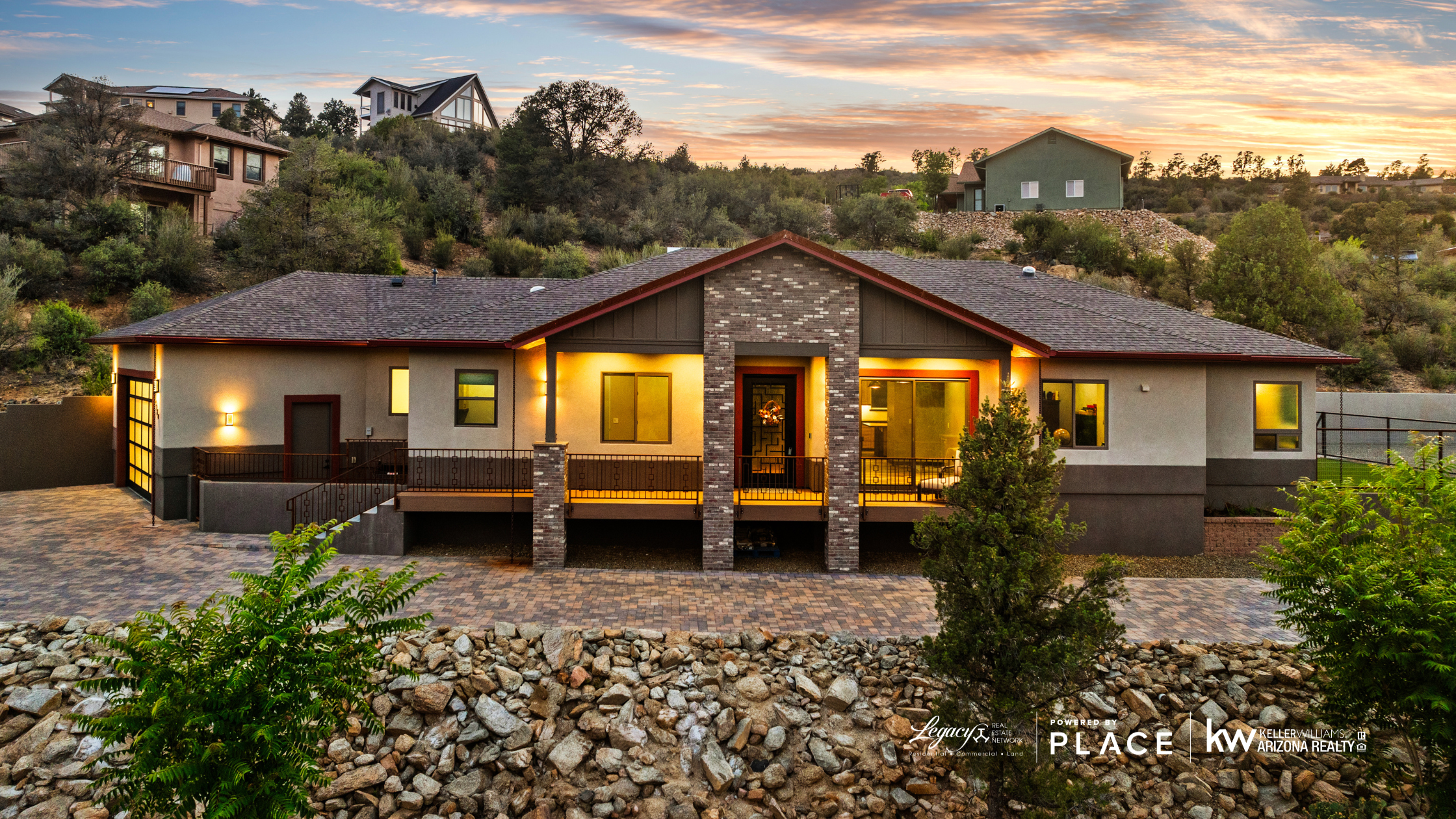 Exterior of Prescott home at twilight