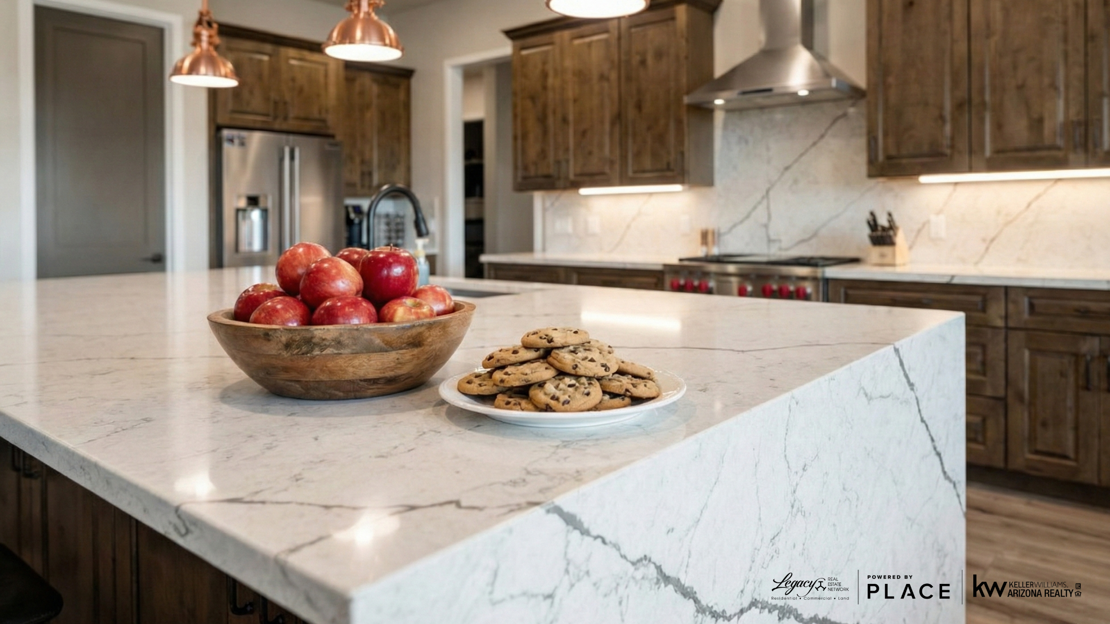 Clean and staged kitchen in Prescott home with minimal holiday clutter.
