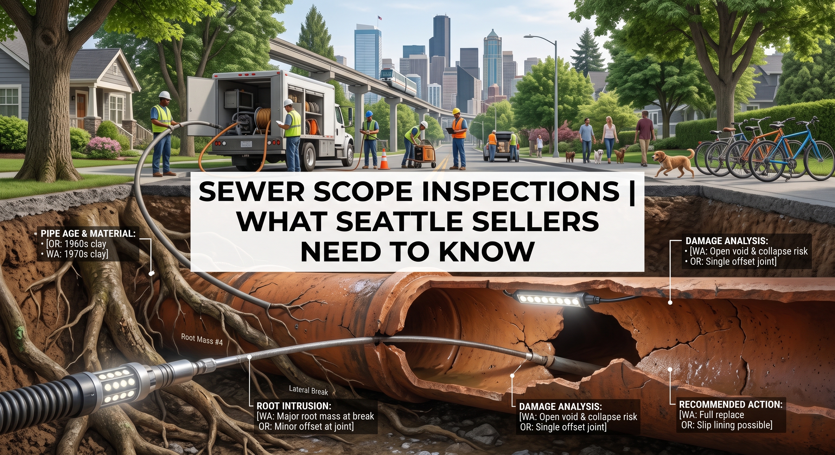 Sewer Scope Inspections | What Seattle Sellers Need to Know header image.
