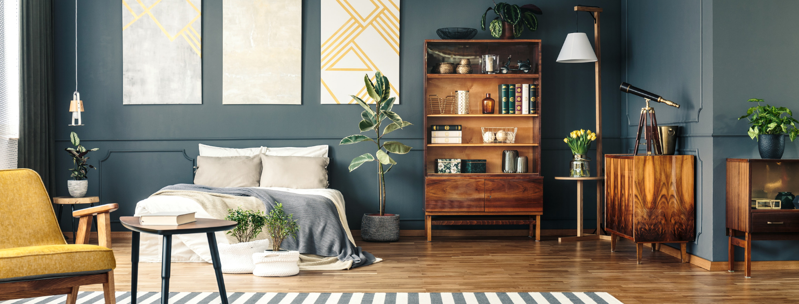 Staged Bedroom with green walls