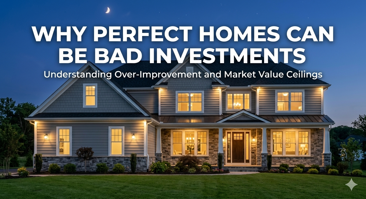 Fully renovated South Jersey home showcasing luxury finishes and staged interiors with Overlay Text: “WHY PERFECT HOMES CAN BE BAD INVESTMENTS”