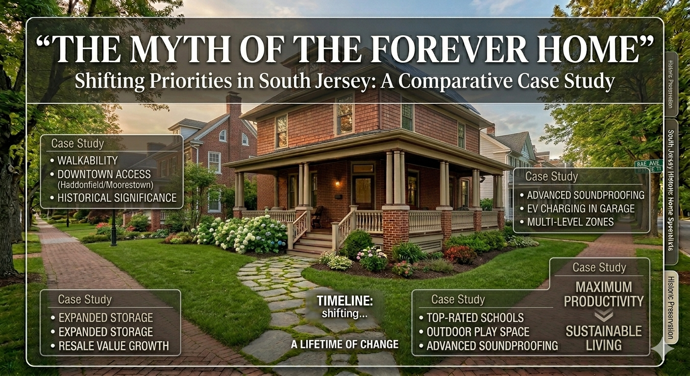 South Jersey home with the myth of the forever home with Overlay Text: “THE MYTH OF THE FOREVER HOME”