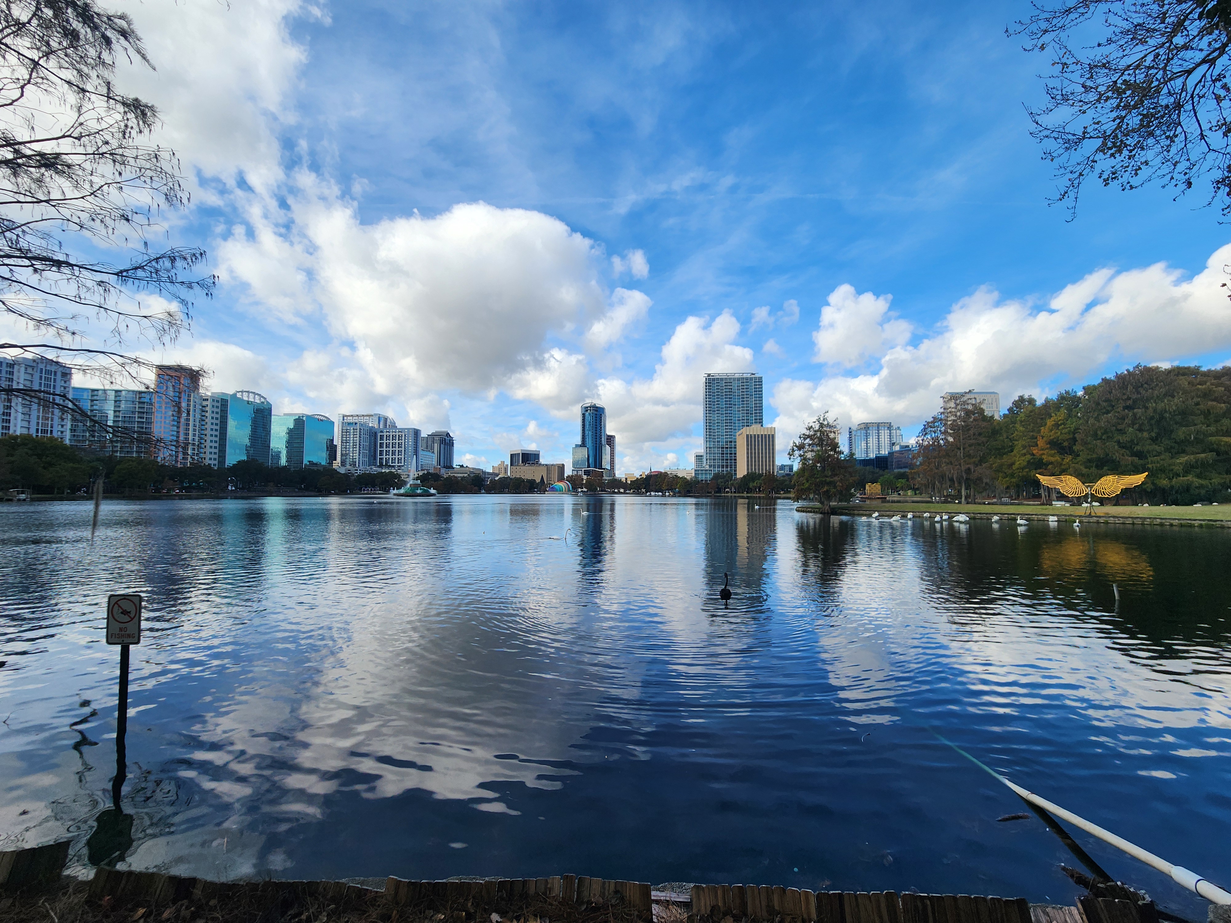Orlando skyline over Lake Eola
