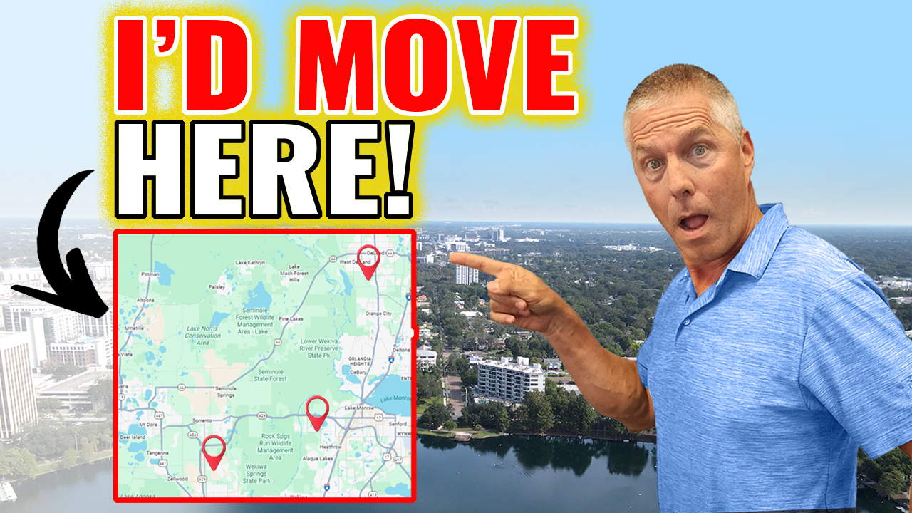 Top Orlando Realtor pointing to map of Deland, Orlando, Debary, Lake Mary, Central Florida