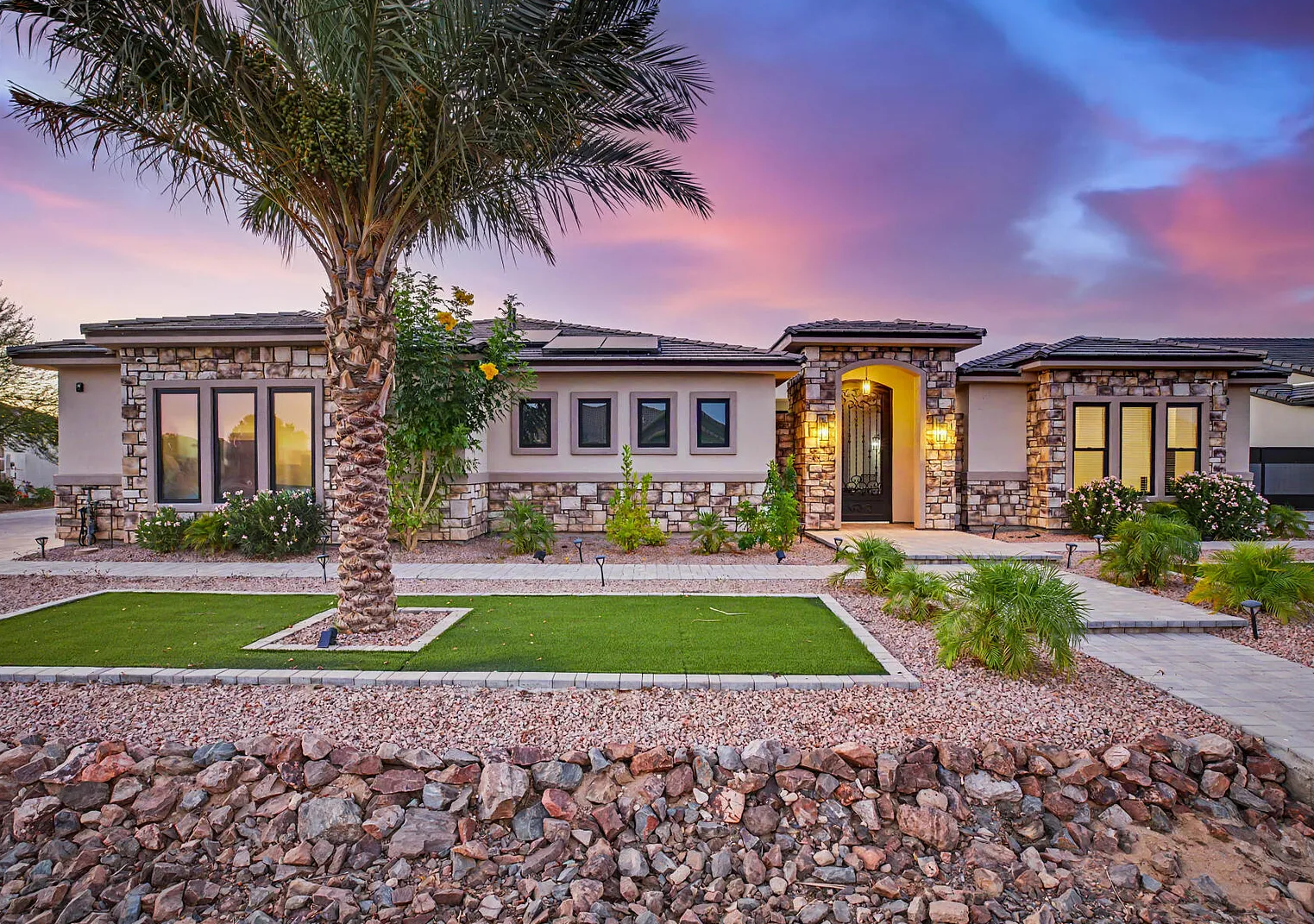 Luxury home at night