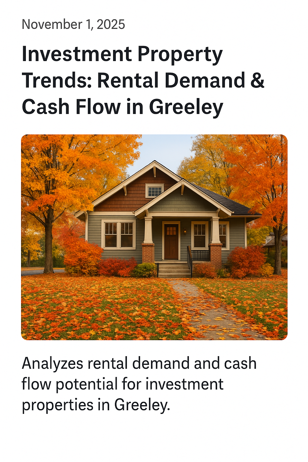 🏡 Investment Property Trends: Rental Demand & Cash Flow in Greeley header image.