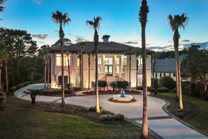 Front elevation at sunset