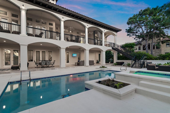 Twilight pool and veranda