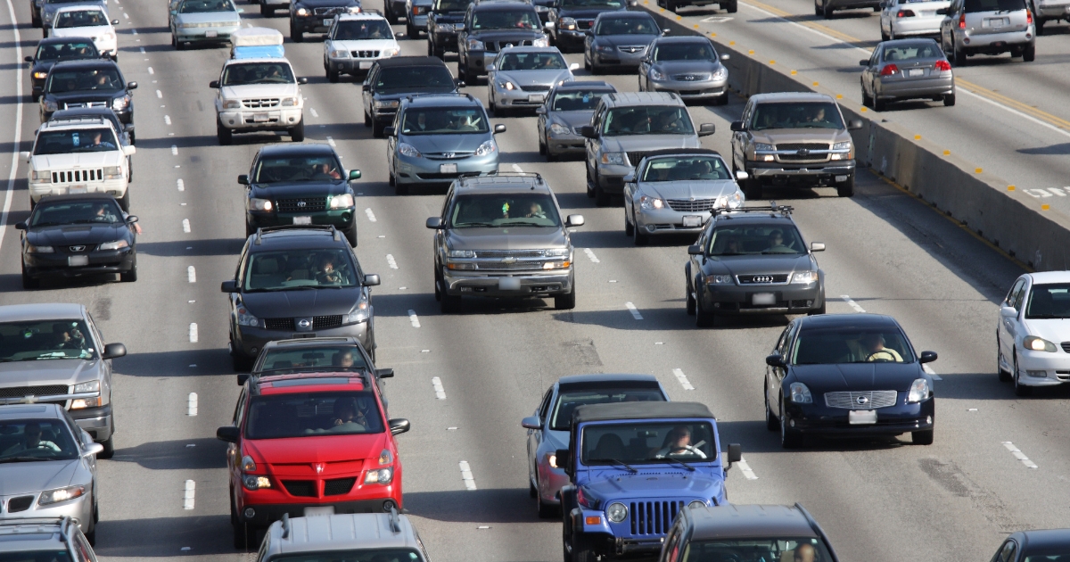 Overflow of vehicles on the interstate in Chattanooga, Tennessee traffic bumper to bumper stand-still