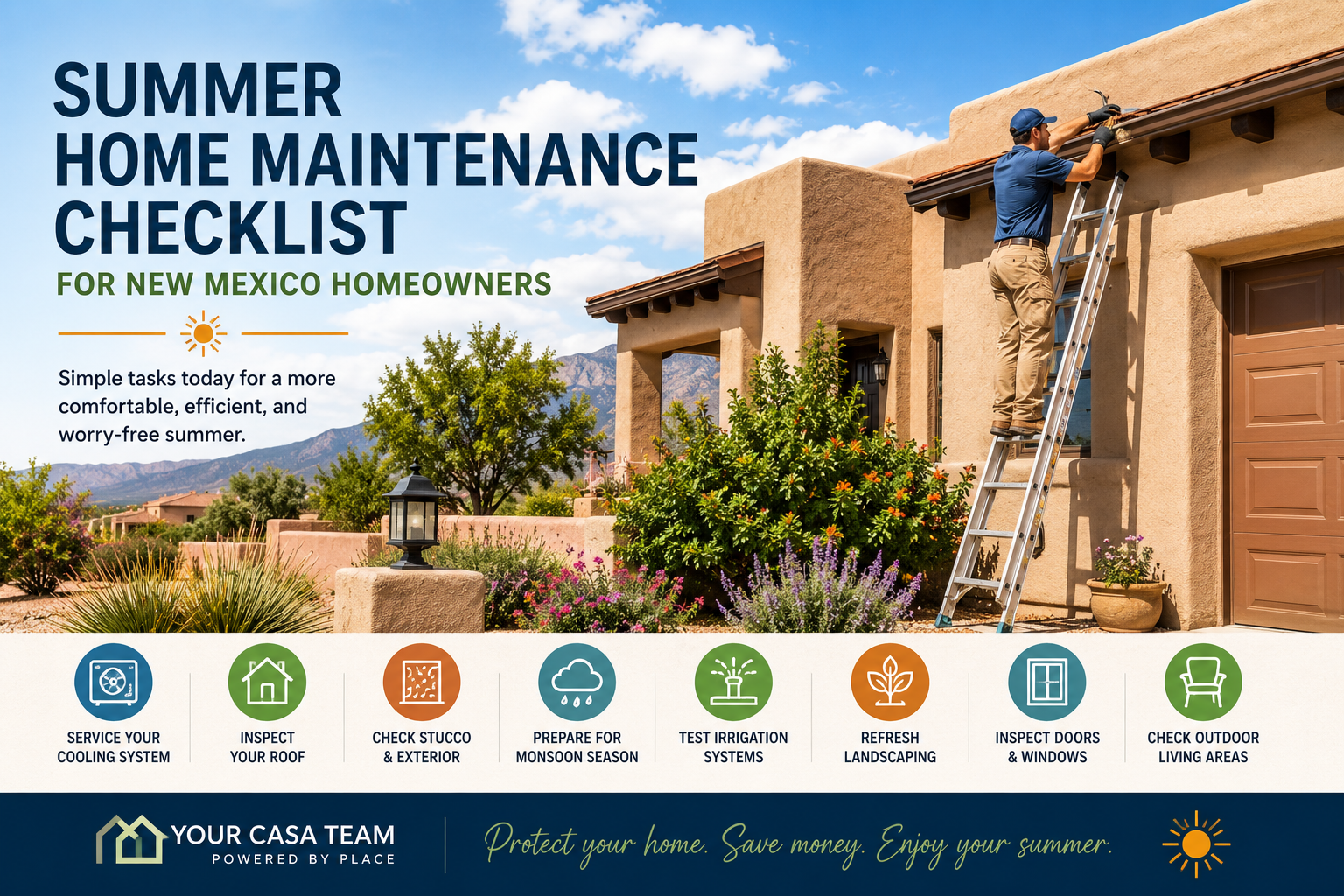 Summer Home Maintenance Checklist for New Mexico Homeowners: Protect Your Home and Save Money header image.