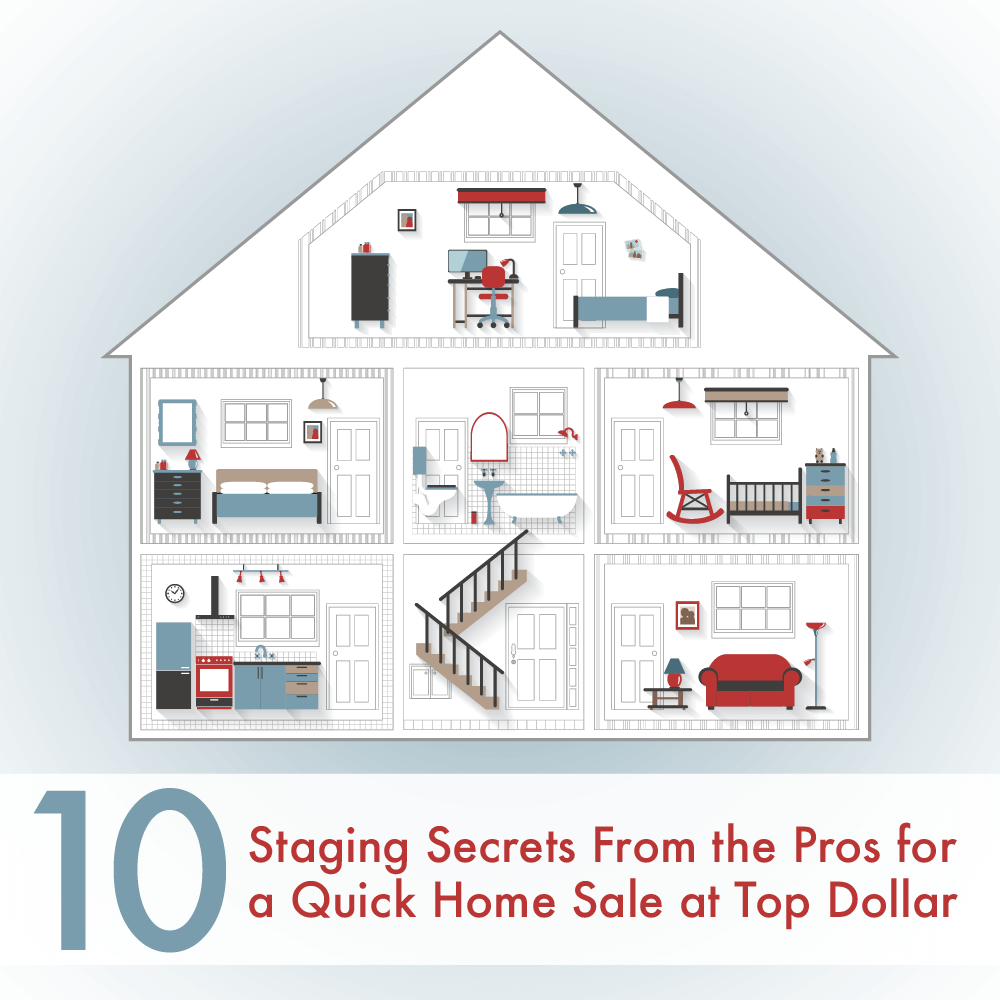 10 Staging Secrets From the Pros for a Quick Home Sale at Top Dollar header image.