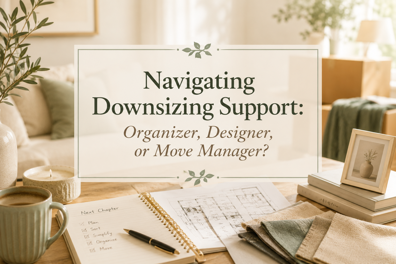 Navigating Downsizing Support: Organizer, Designer, or Move Manager? header image.