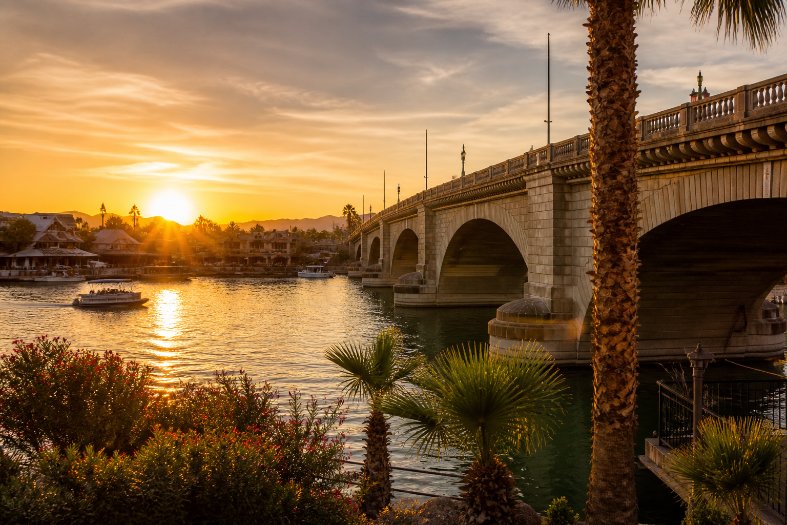 London Bridge in Lake Havasu City at sunset