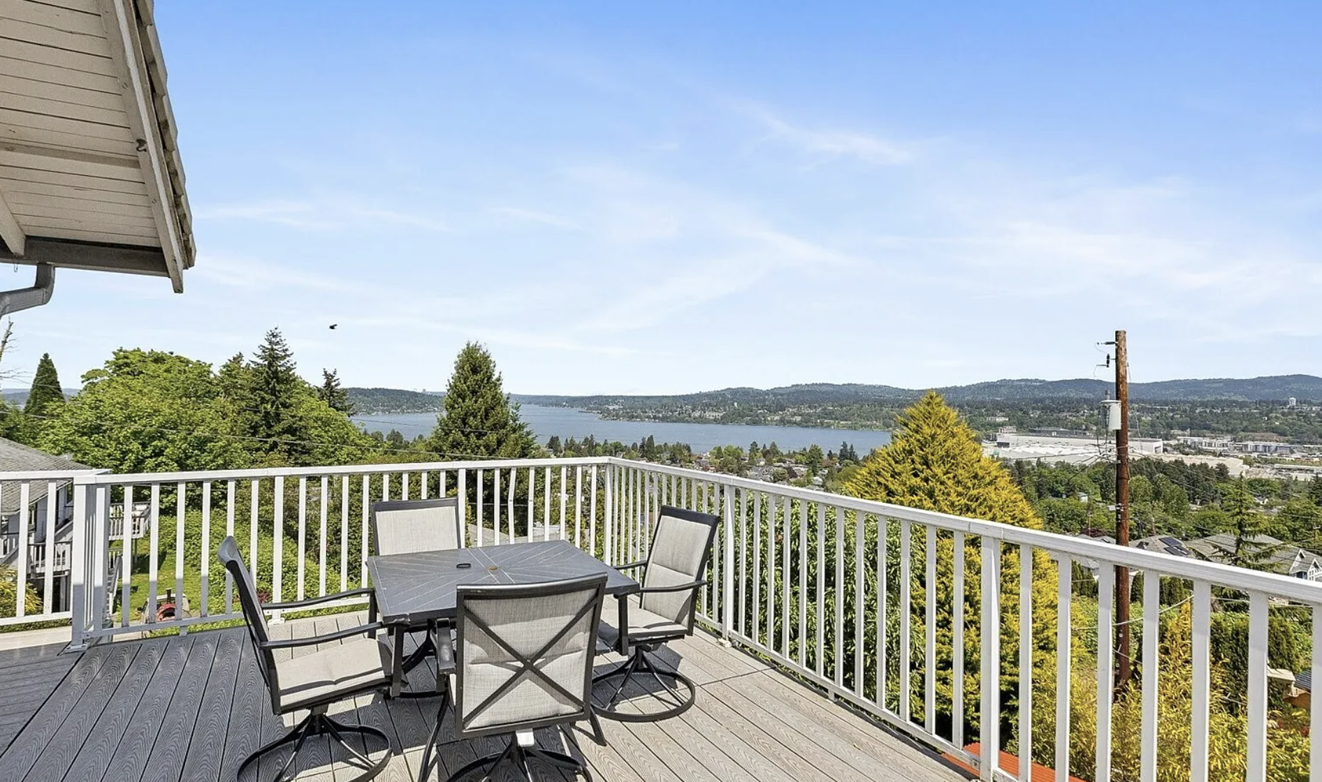 Balcony view of Lake Washington in Seattle