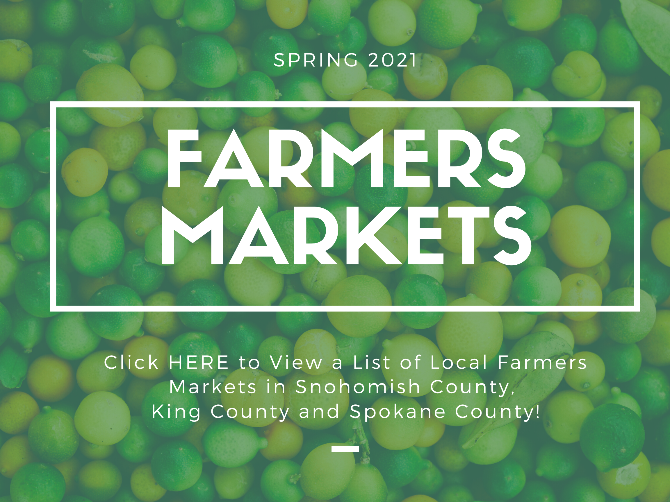 2021 Local Farmers Market Schedule header image.