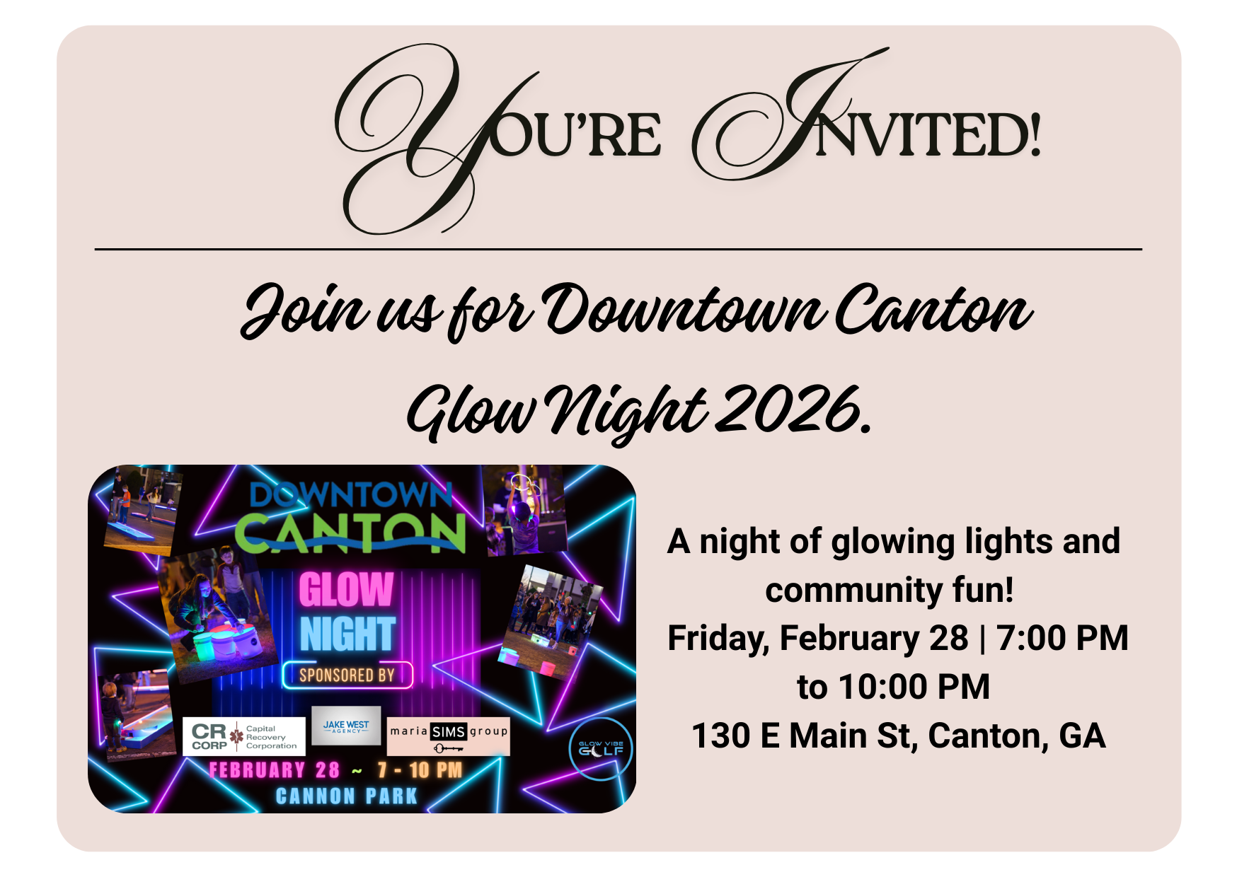 Downtown Canton GLOW NIGHT 2026: A Family Tradition in the Making header image.