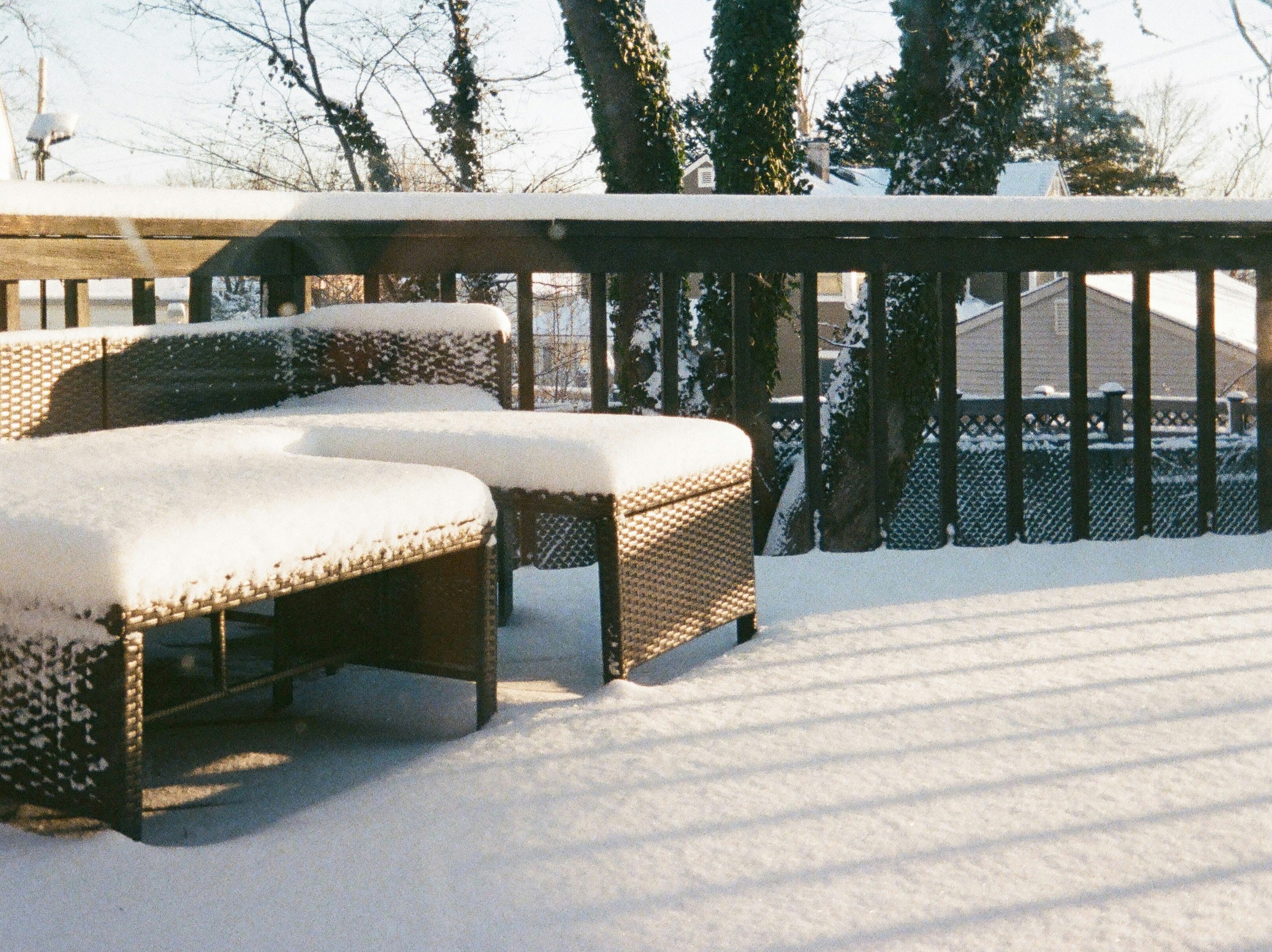 Patio Furniture Covered in Snow