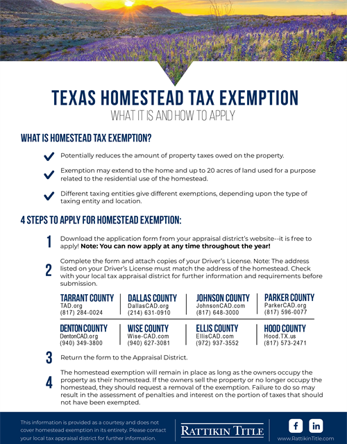 Texas Homestead Tax Exemption header image.