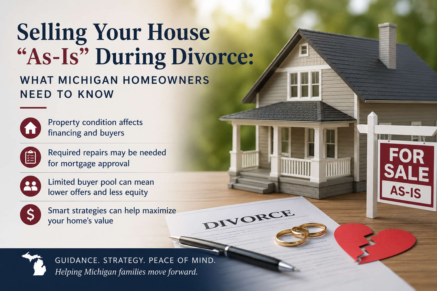 Selling a house as-is during divorce in Michigan