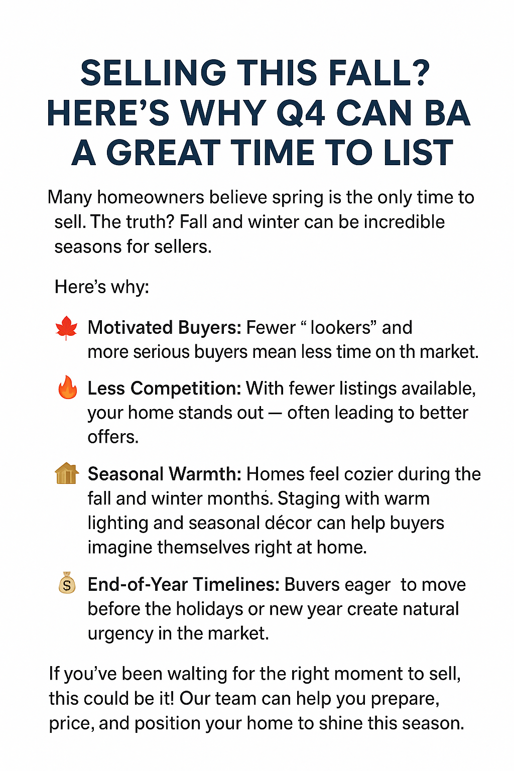 💰 Selling This Fall? Here’s Why Q4 Can Be a Great Time to List header image.