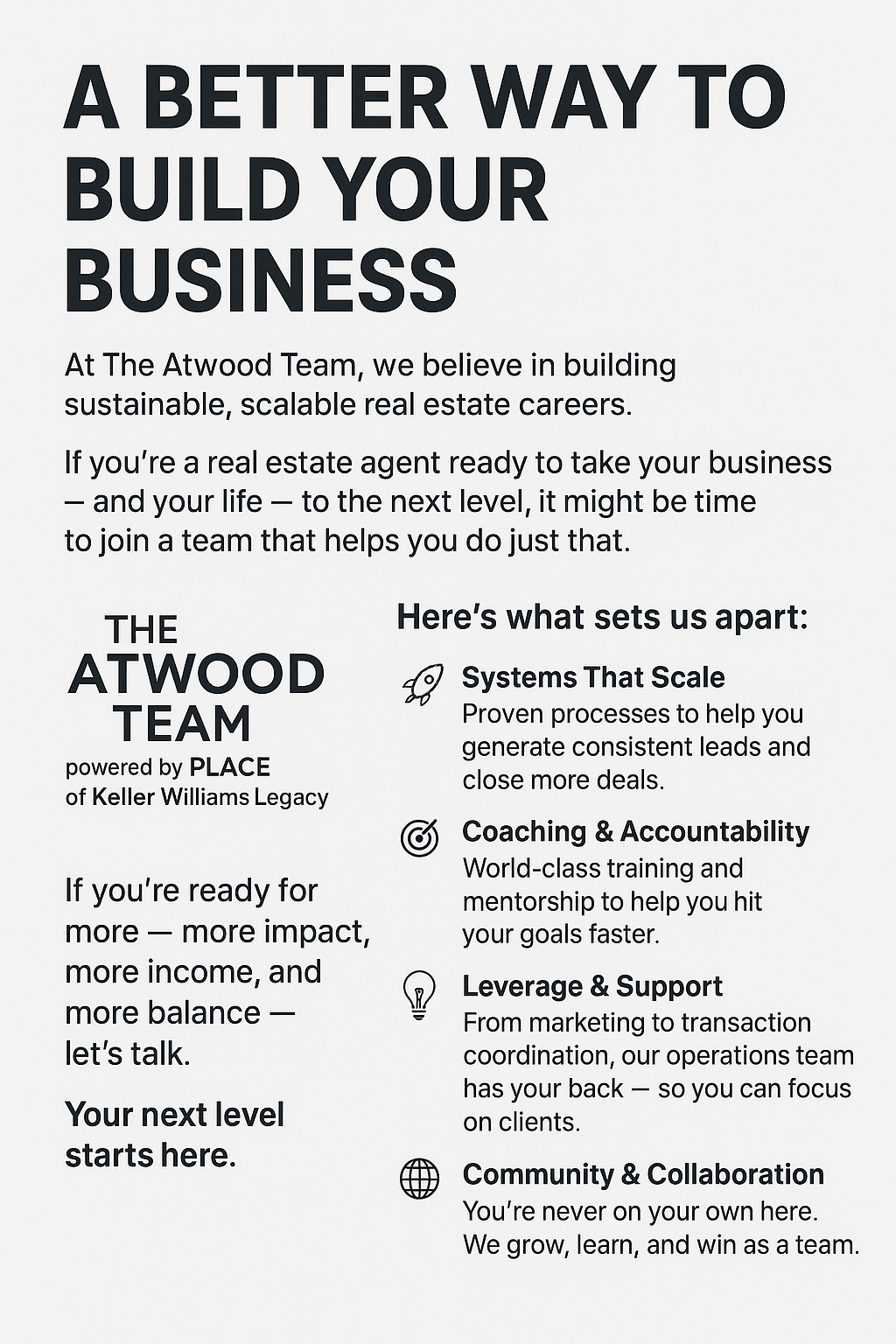 📈 Ready to Grow? How Agents Are Taking Their Careers to the Next Level with The Atwood Team header image.