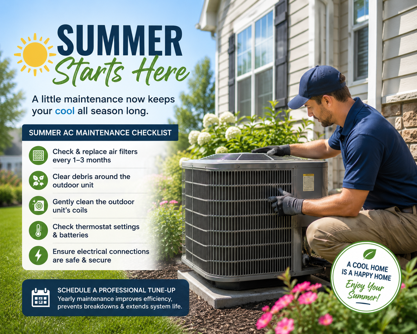 Your Summer HVAC Tune-Up Checklist header image.