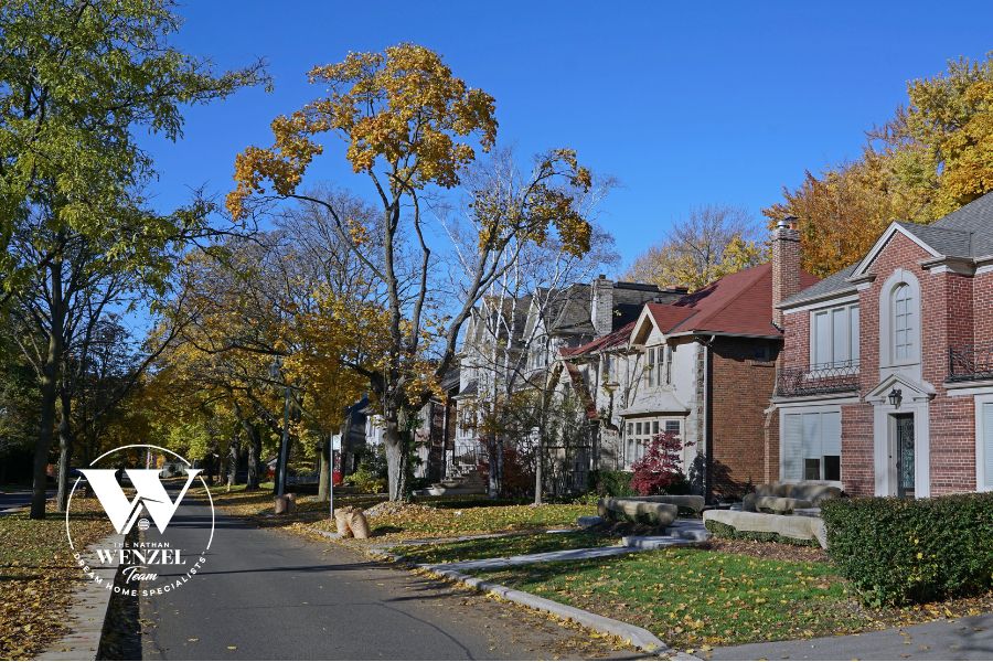 fall street with houses