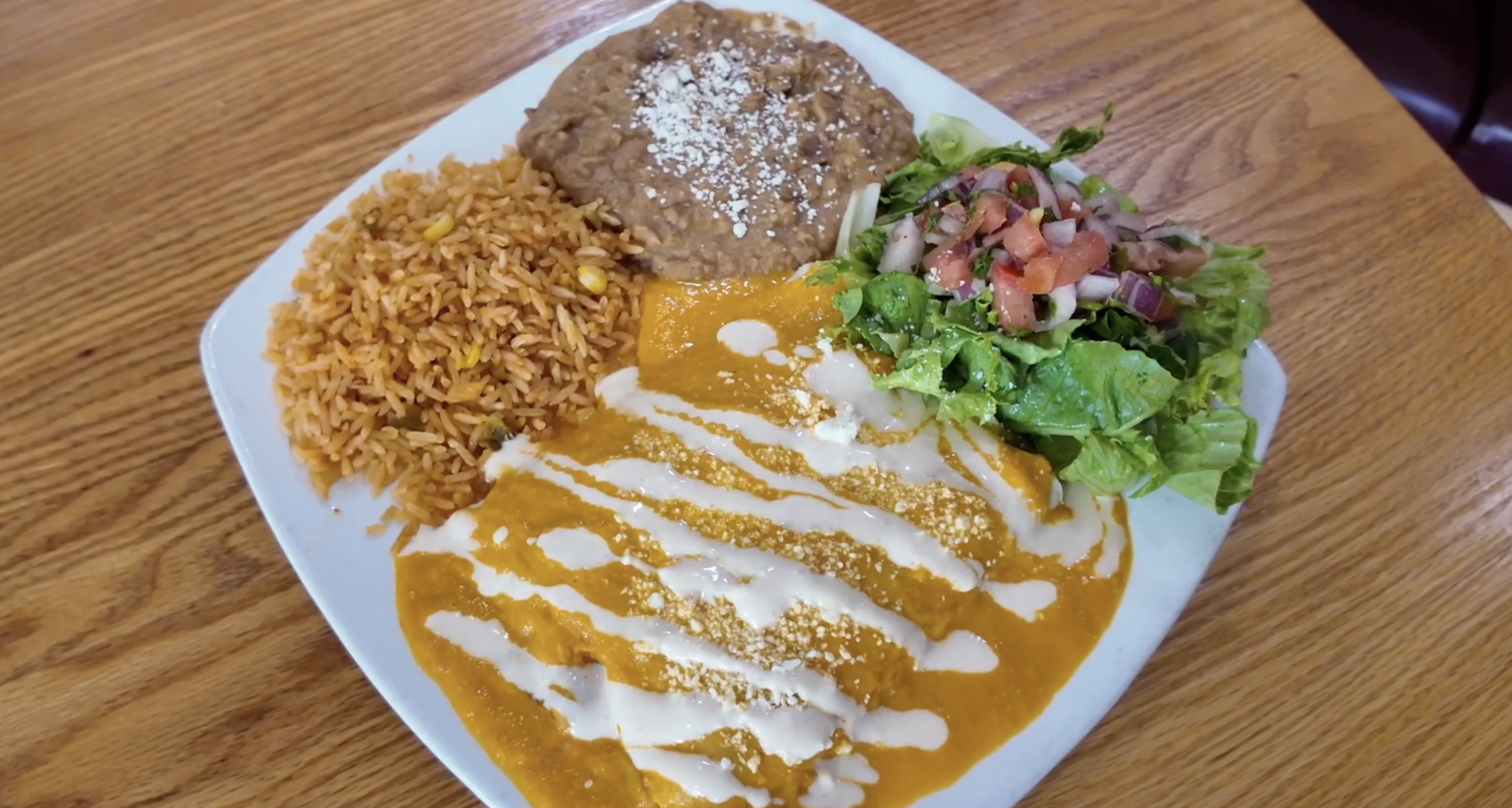 Bison enchiladas plate at Ed's Cantina in downtown Estes Park