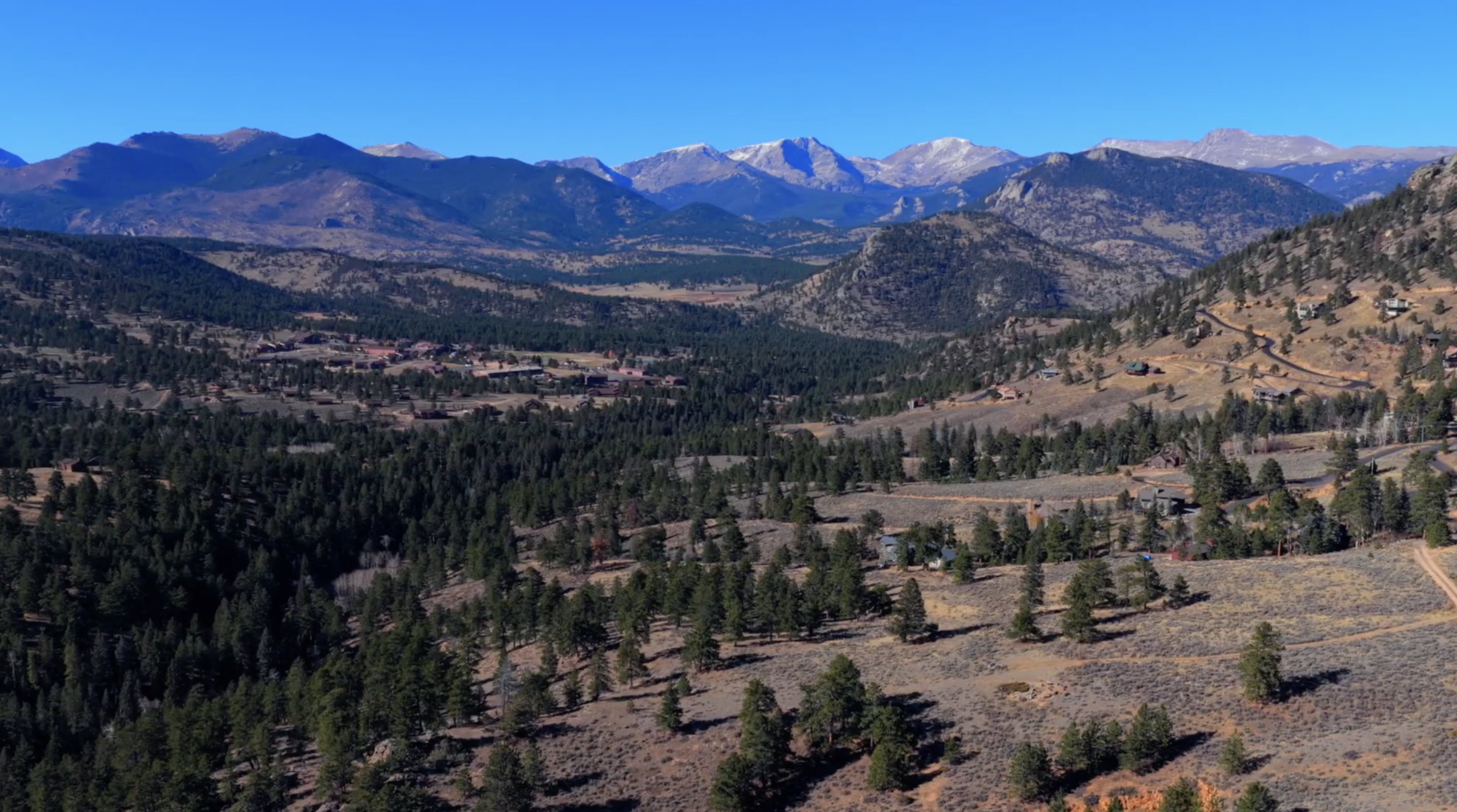 Windcliff homes in Estes Park with west-facing Continental Divide and Rocky Mountain National Park views
