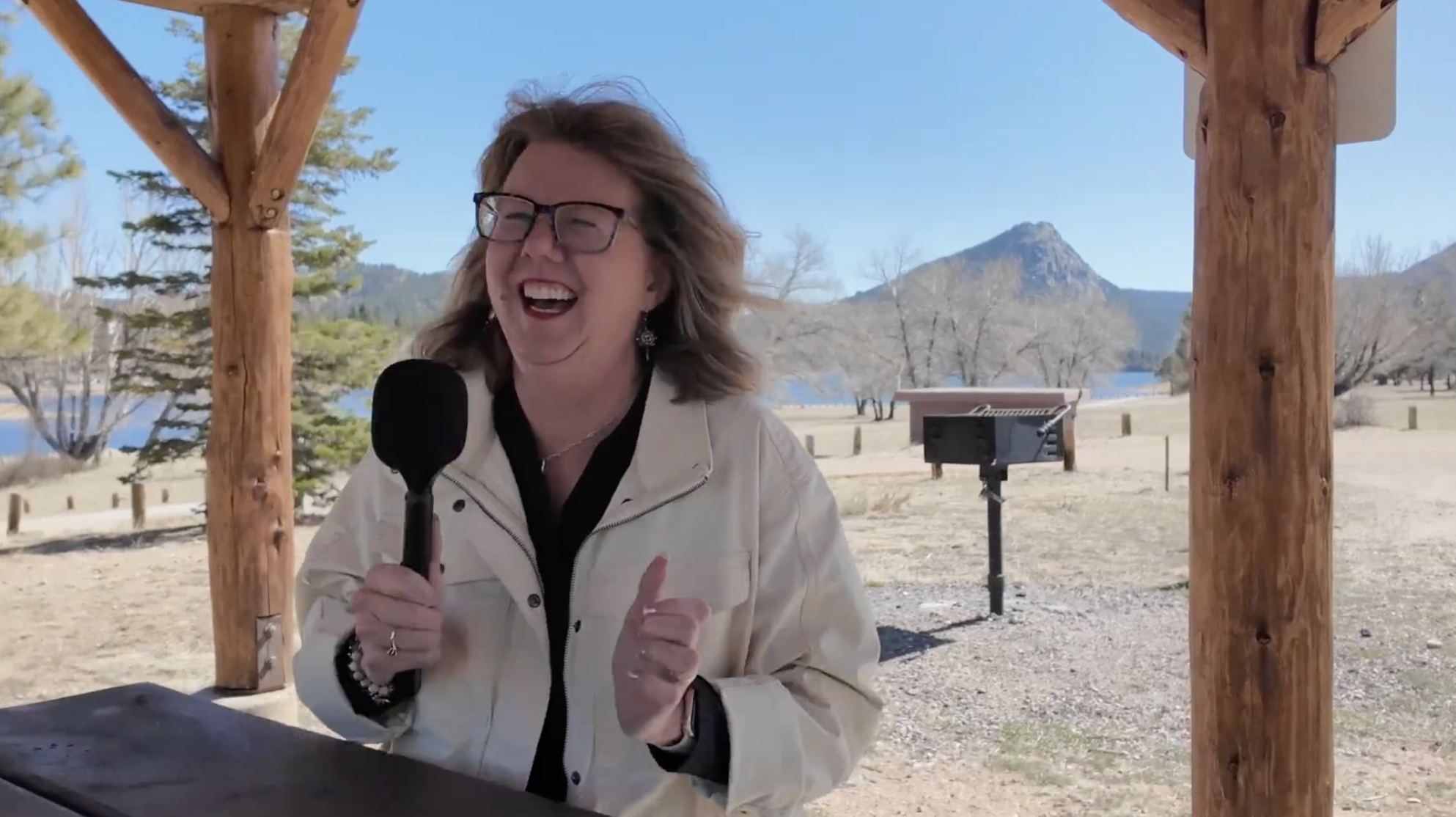 Signature Home Team filming bloopers and behind the scenes moments for Estes Park Living YouTube channel