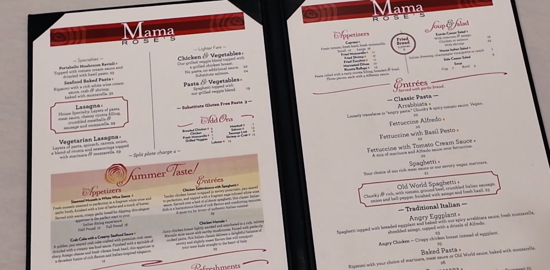 Mama Rose's Italian restaurant in downtown Estes Park Colorado