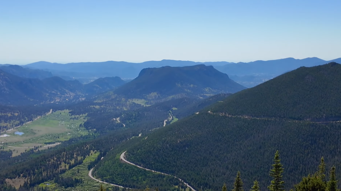 Trail Ridge Road winding through alpine tundra toward the Alpine Visitor Center in Rocky Mountain National Park