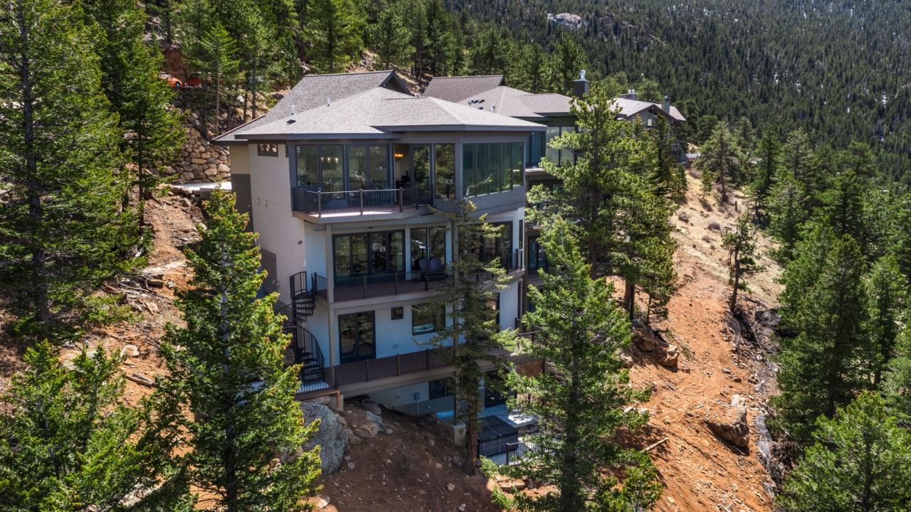 Four story custom home in Windcliff Estes Park with panoramic Continental Divide views