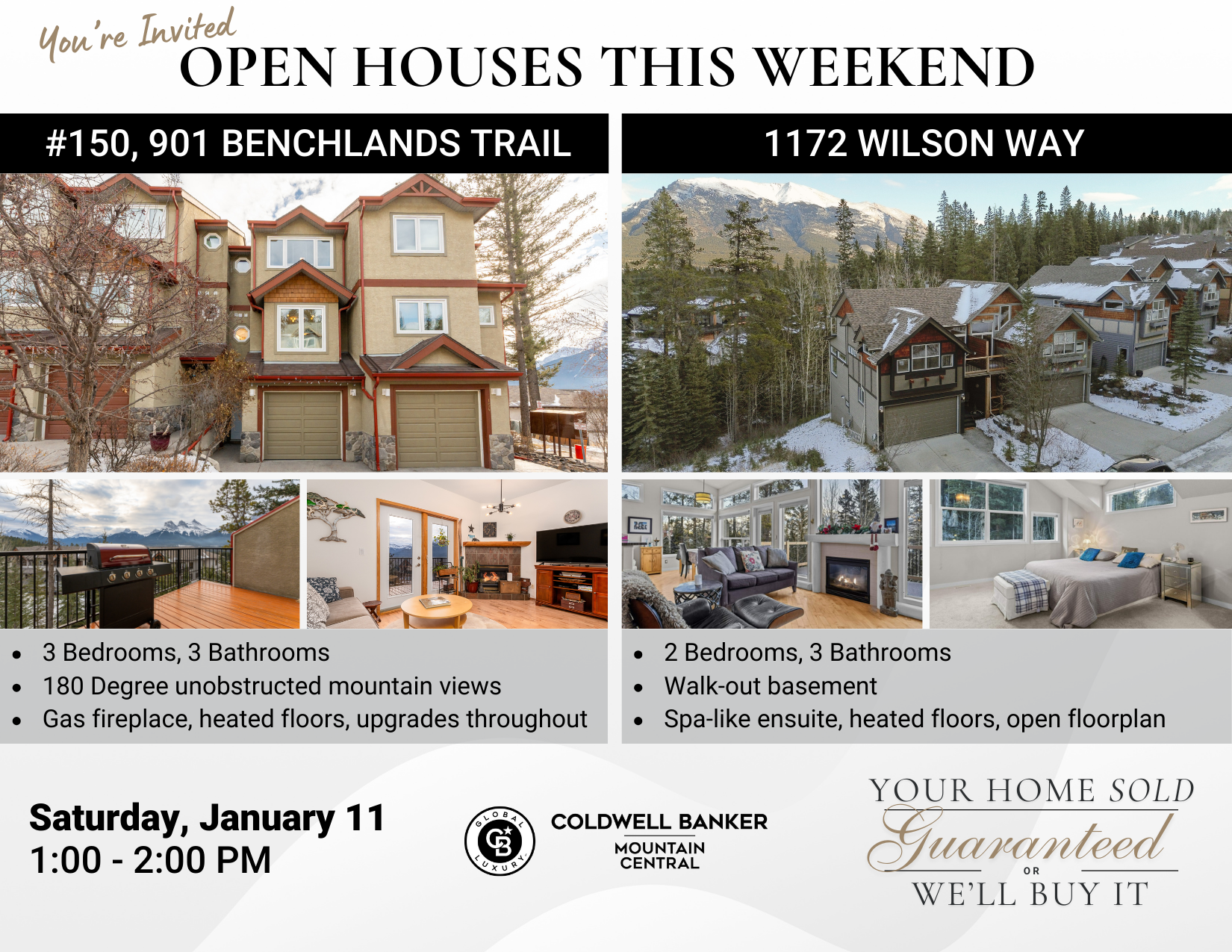 Double Open House in Canmore: Explore Two Stunning Mountain Homes – Saturday, January 11th header image.