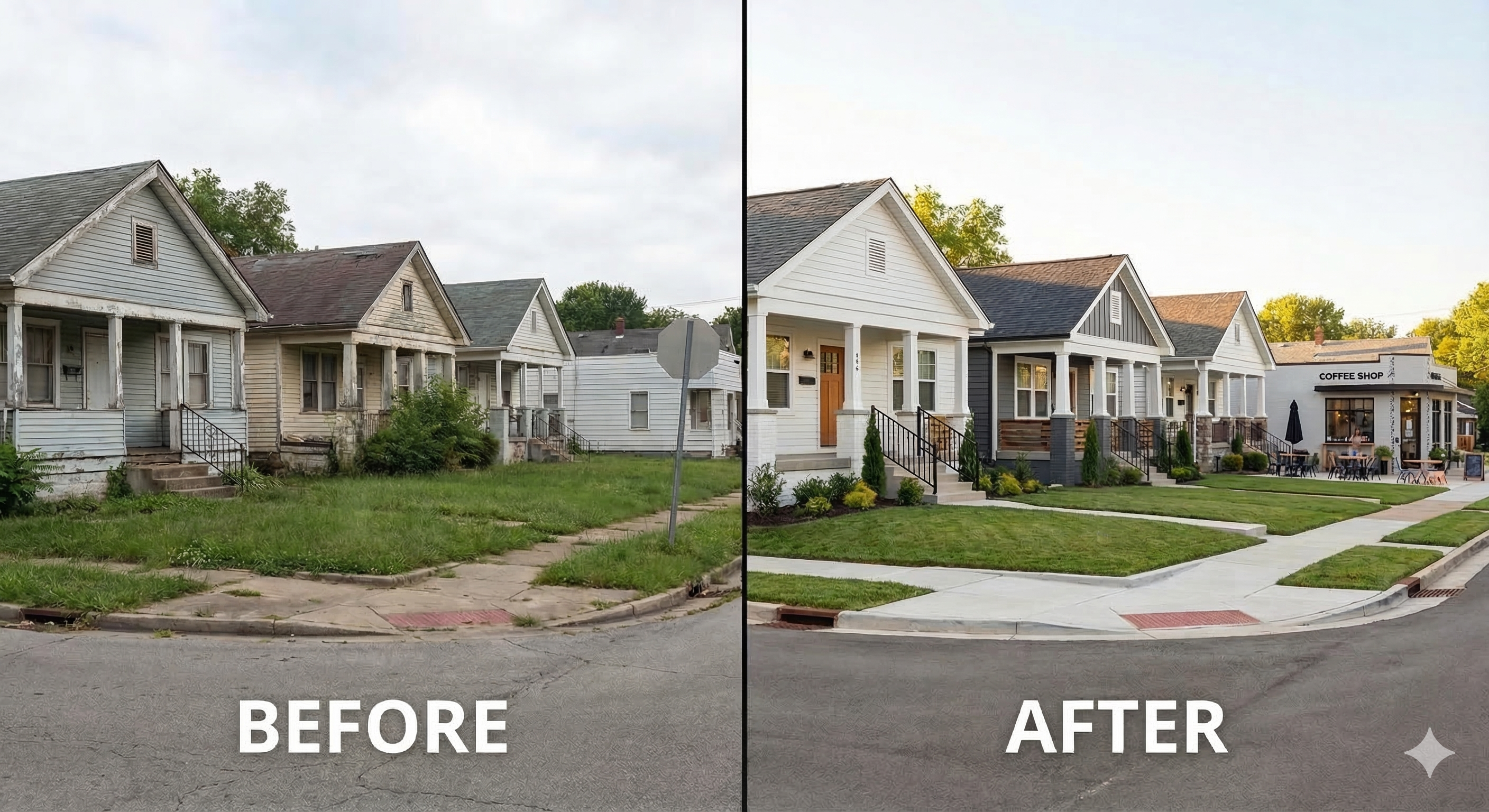Before and after houses