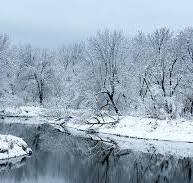 Snow-covered winter landscape with trees and water, reflecting a thoughtful January season for selling homes