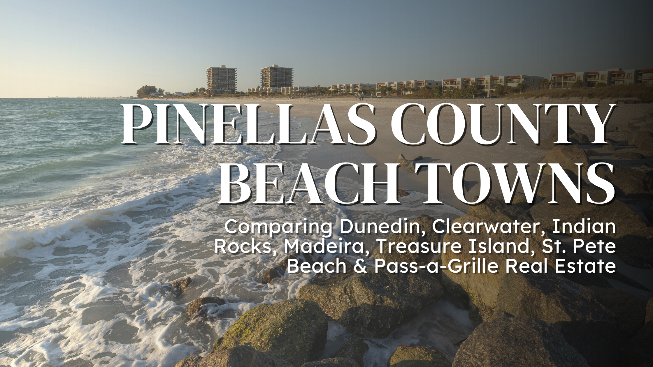 view of Sunset Beach shoreline Pinellas County Gulf Coast beaches from Dunedin to St. Pete Beach, highlighting waterfront homes, sandy shores, and coastal lifestyle.
