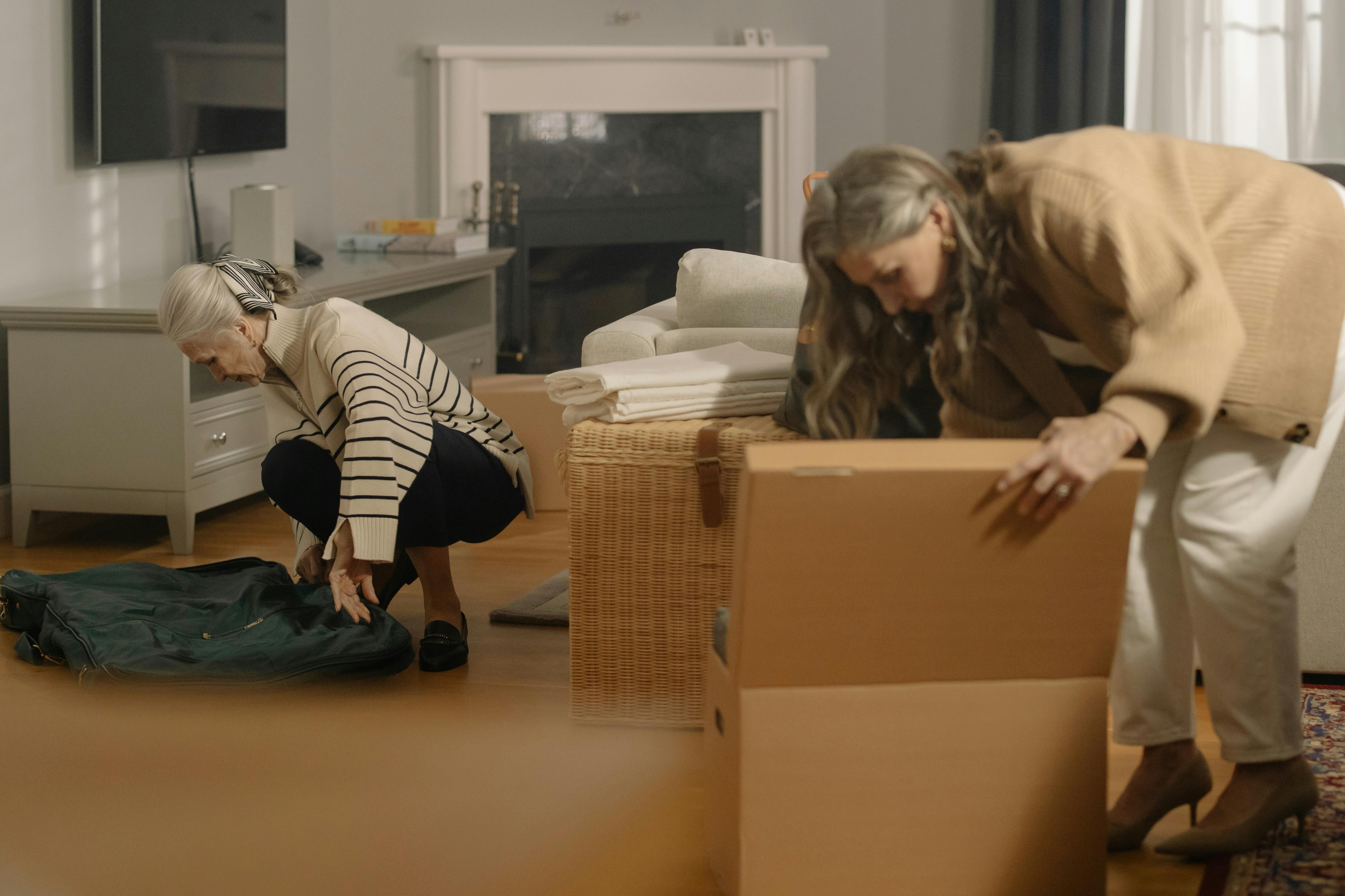 packing boxes warm light